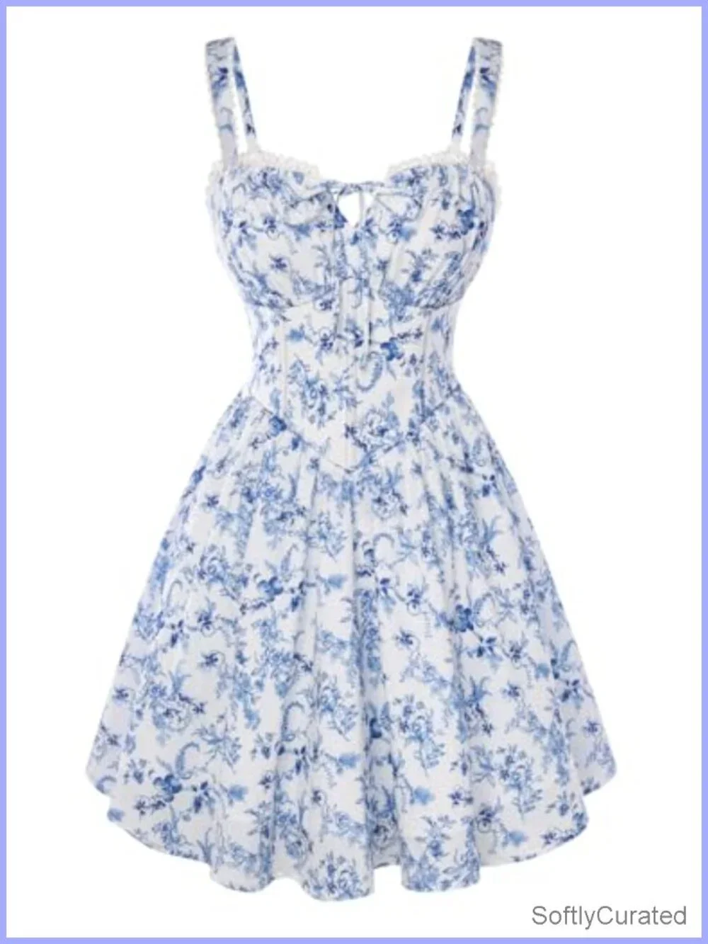 Floral Corset Mini Sundress with Adjustable Straps, Pockets, Lined, Smocked Back